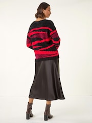 Roman Black Fluffy Colour Block Knit Jumper - Image 3 of 4