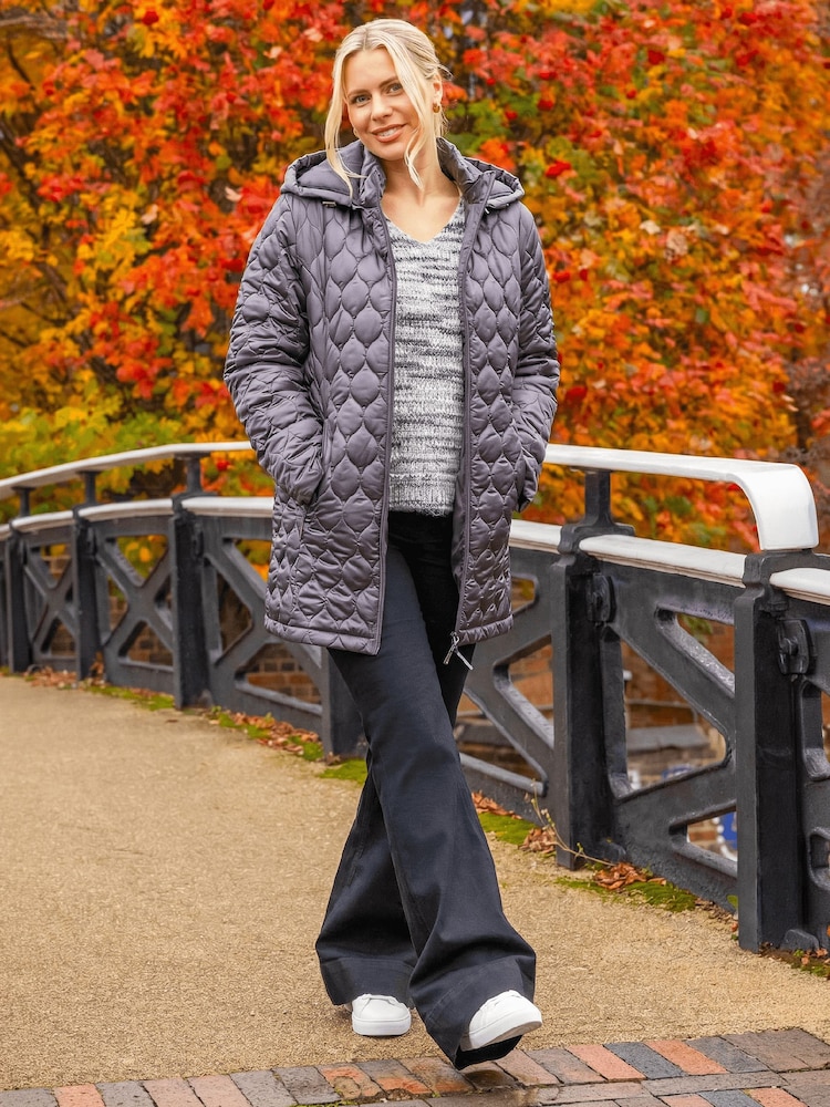 Roman Grey Hooded Quilted Puffer Coat - Image 1 of 3 Roman Grey Hooded Quilted Puffer Coat - Image 1 of 3
