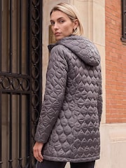 Roman Grey Hooded Quilted Puffer Coat - Image 4 of 4