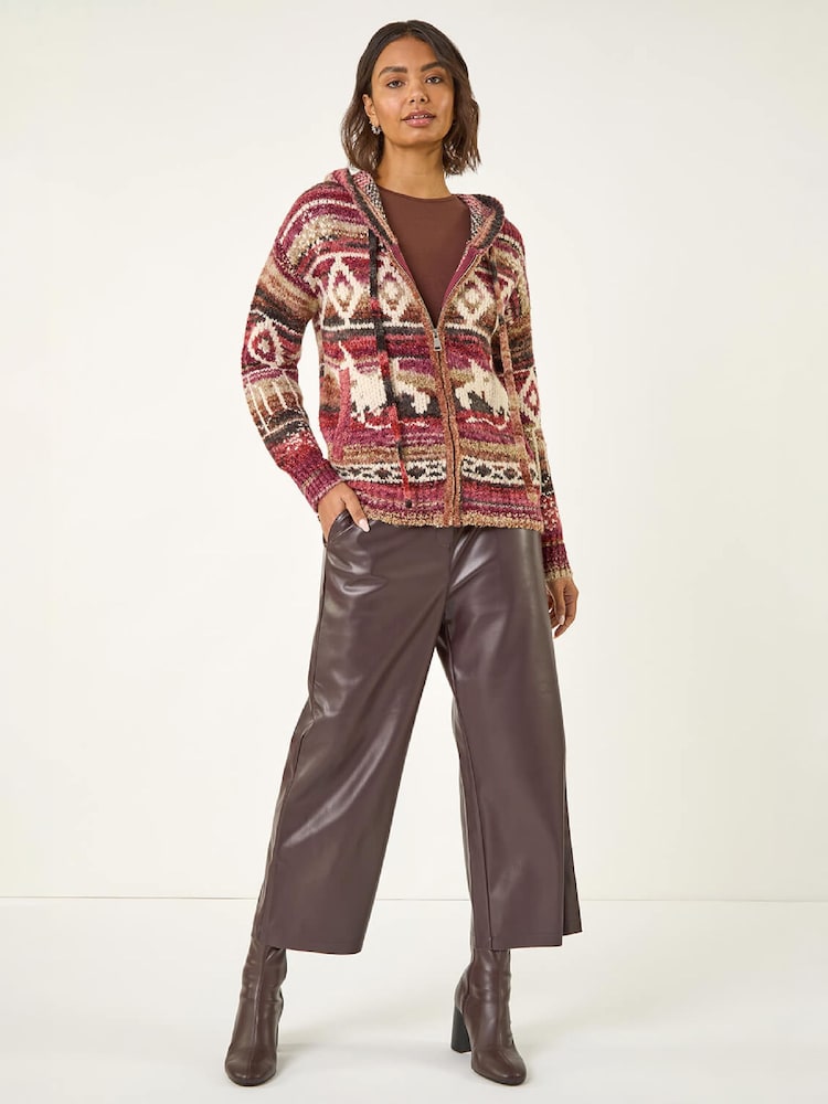 Roman Red Jacquard Zip Hooded Cardigan - Image 2 of 4