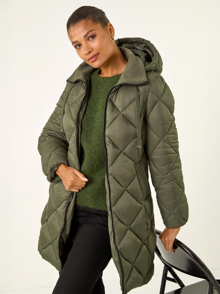 Roman Green Diamond Quilt Padded Coat - Image 1 of 4 Roman Green Diamond Quilt Padded Coat - Image 1 of 4
