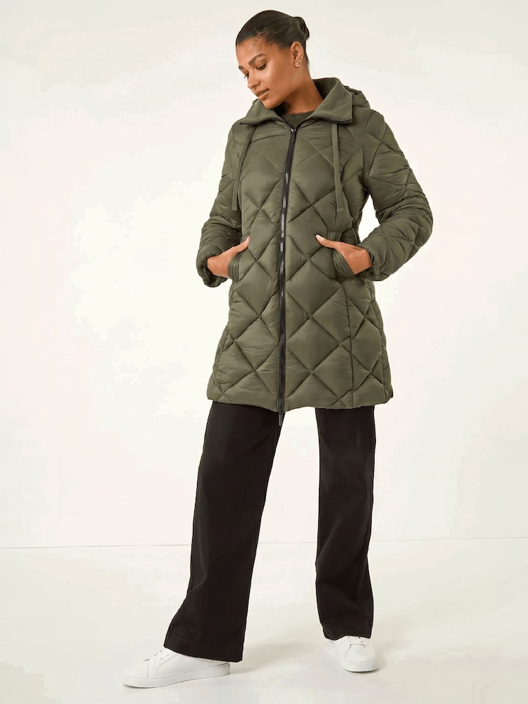 Roman Green Diamond Quilt Padded Coat - Image 2 of 4 Roman Green Diamond Quilt Padded Coat - Image 2 of 4