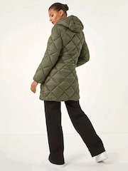 Roman Green Diamond Quilt Padded Coat - Image 3 of 4