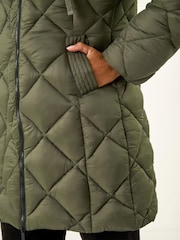 Roman Green Diamond Quilt Padded Coat - Image 4 of 4