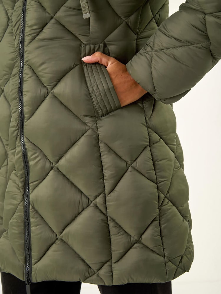 Roman Green Diamond Quilt Padded Coat - Image 4 of 4 Roman Green Diamond Quilt Padded Coat - Image 4 of 4