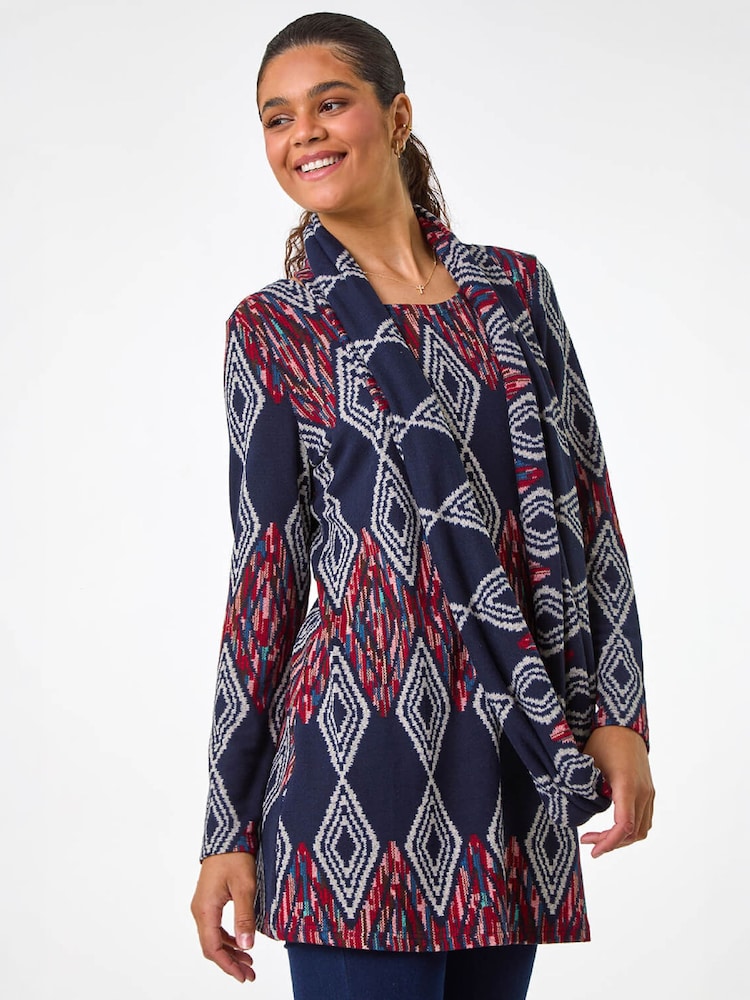 Roman Blue Printed Longline Tunic - Image 2 of 4 Roman Blue Printed Longline Tunic - Image 2 of 4