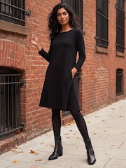 Roman Black A-Line Pocket Stretch Swing Dress - Image 3 of 4