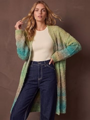 Roman Green Ombre Longline Knit Cardigan - Image 1 of 4