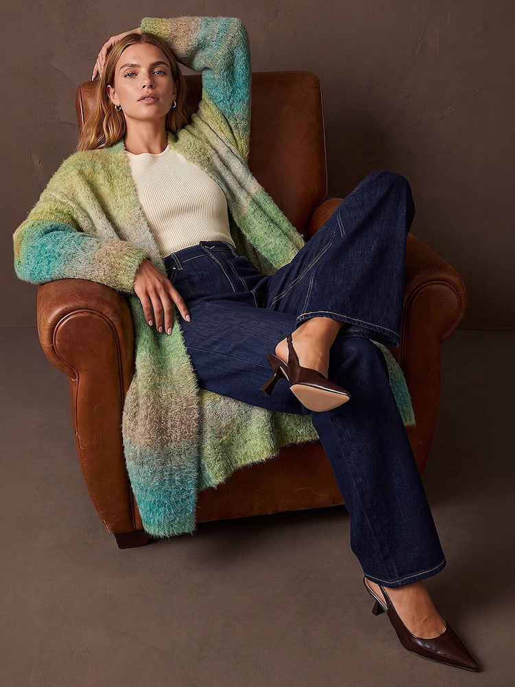 Roman Green Ombre Longline Knit Cardigan - Image 2 of 4