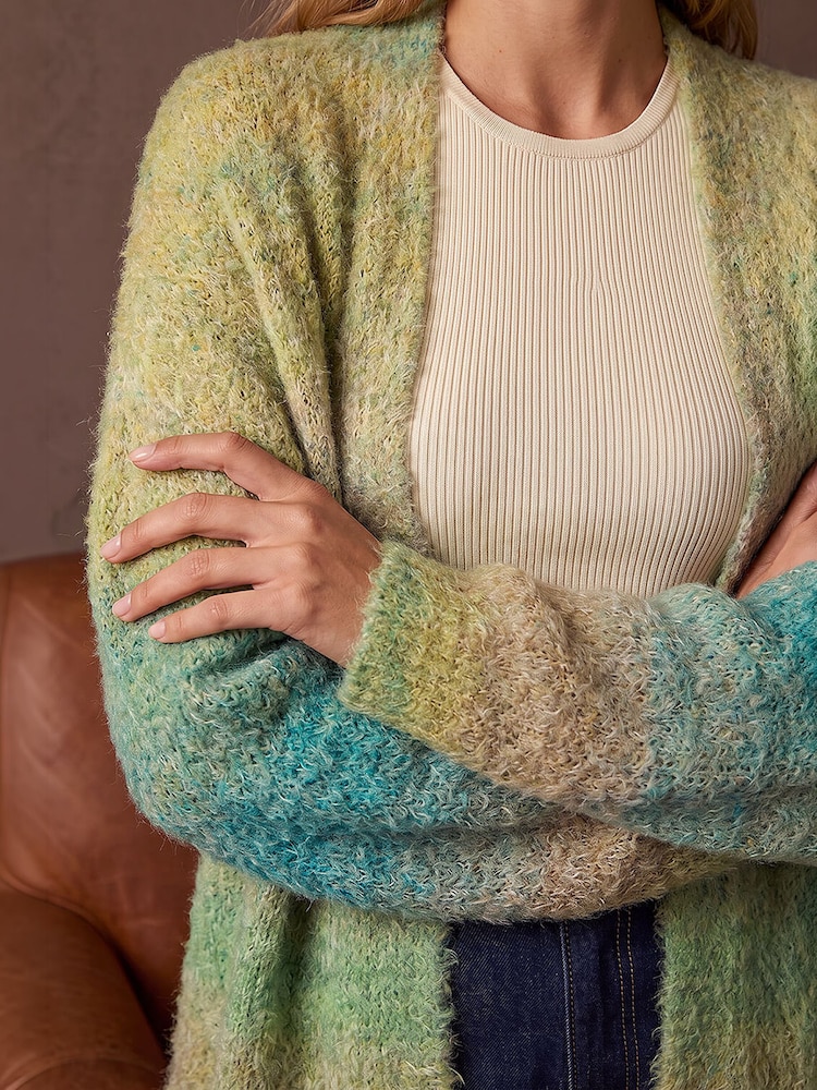 Roman Green Ombre Longline Knit Cardigan - Image 4 of 4