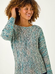 Roman Blue Batwing Tape Yarn Jumper - Image 1 of 4