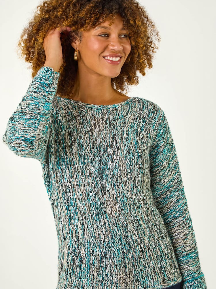 Roman Blue Batwing Tape Yarn Jumper - Image 1 of 4 Roman Blue Batwing Tape Yarn Jumper - Image 1 of 4