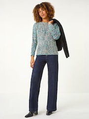 Roman Blue Batwing Tape Yarn Jumper - Image 2 of 4