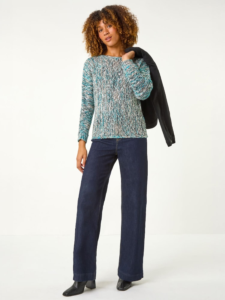 Roman Blue Batwing Tape Yarn Jumper - Image 2 of 4 Roman Blue Batwing Tape Yarn Jumper - Image 2 of 4