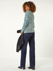 Roman Blue Batwing Tape Yarn Jumper - Image 3 of 4