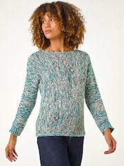 Roman Blue Batwing Tape Yarn Jumper - Image 4 of 4