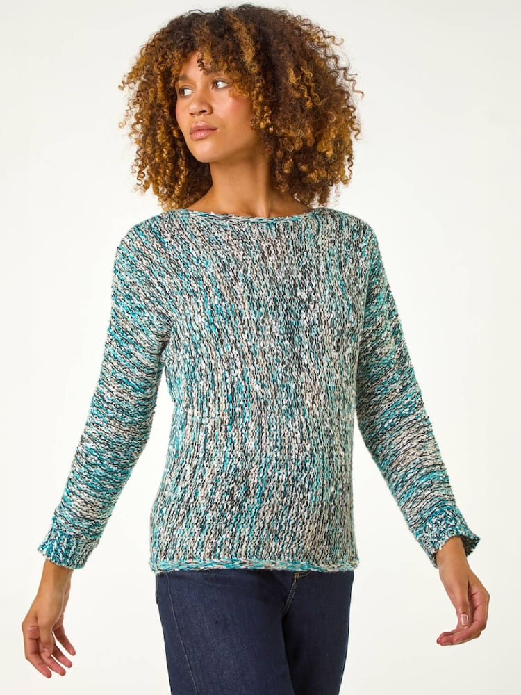 Roman Blue Batwing Tape Yarn Jumper - Image 4 of 4 Roman Blue Batwing Tape Yarn Jumper - Image 4 of 4