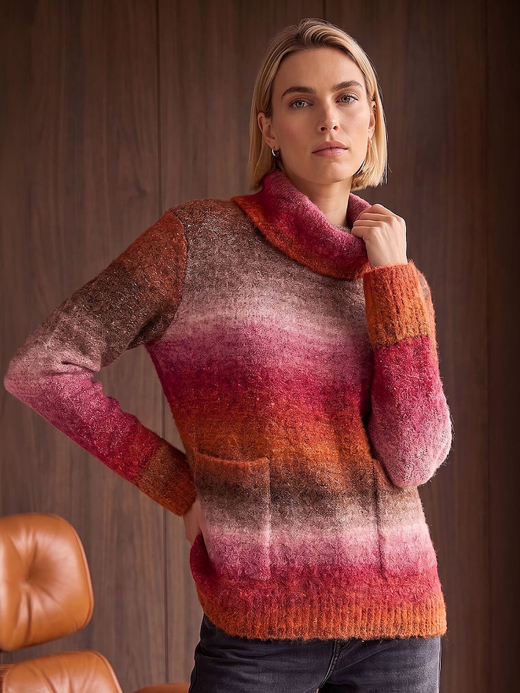 Roman Dark Orange Ombre Stripe Knit Jumper - Image 1 of 4