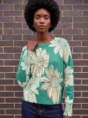 Roman Green Floral Crew Neck Knit Jumper - Image 1 of 4