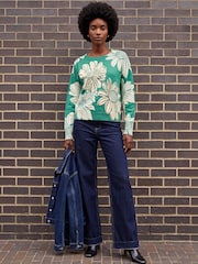 Roman Green Floral Crew Neck Knit Jumper - Image 3 of 4