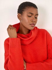 Roman Red Textured Cowl Neck Jumper - Image 1 of 4
