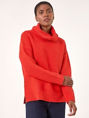 Roman Red Textured Cowl Neck Jumper - Image 4 of 4
