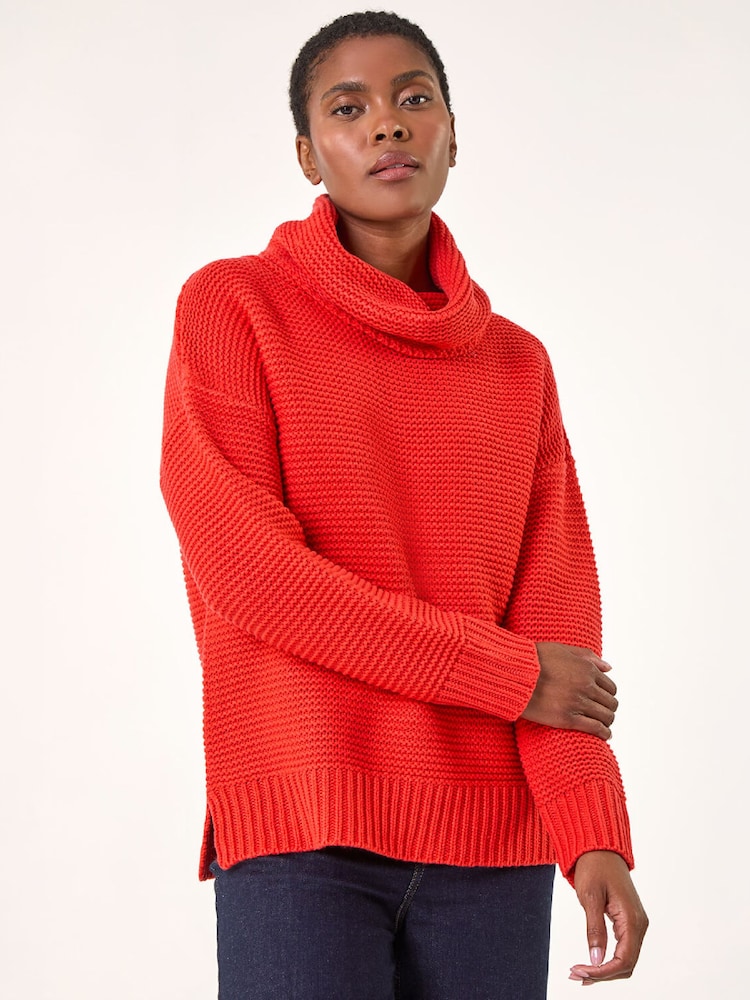 Roman Red Textured Cowl Neck Jumper - Image 4 of 4 Roman Red Textured Cowl Neck Jumper - Image 4 of 4