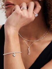 Simply Silver Silver Paw Beaded Stretch Bracelet - Image 2 of 2