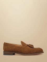 Charles Tyrwhitt Brown Chestnut Suede Tassel Loafers - Image 1 of 5