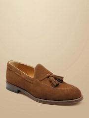 Charles Tyrwhitt Brown Chestnut Suede Tassel Loafers - Image 2 of 5