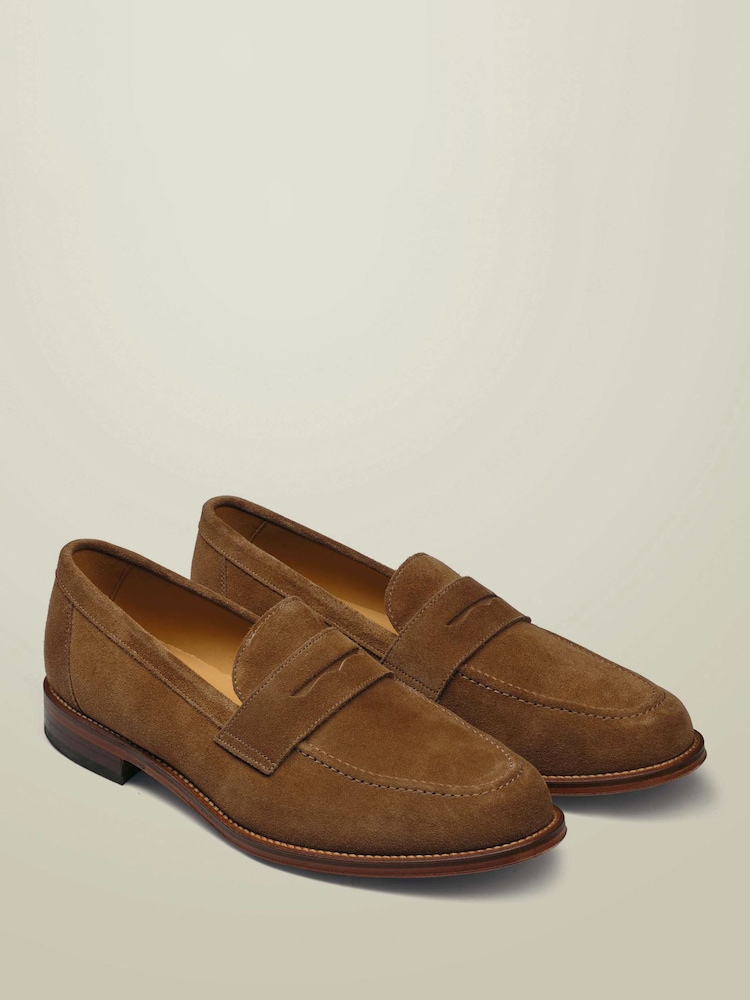 Tan Brown - Mga loafer na gawa sa katad na Charles Tyrwhitt na may penny loafers - Larawan 2 ng 4