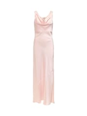 JDY Pink Satin Cowl Neck Wedding Guest Bridesmaid Maxi Dress - Image 6 of 7