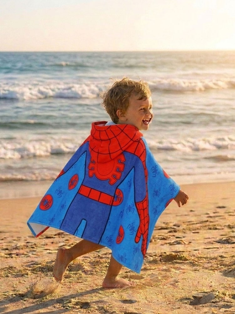 Spidey and his Amazing Friends Blue Hooded Towel (Wrap) Iconic Web - Image 1 of 5