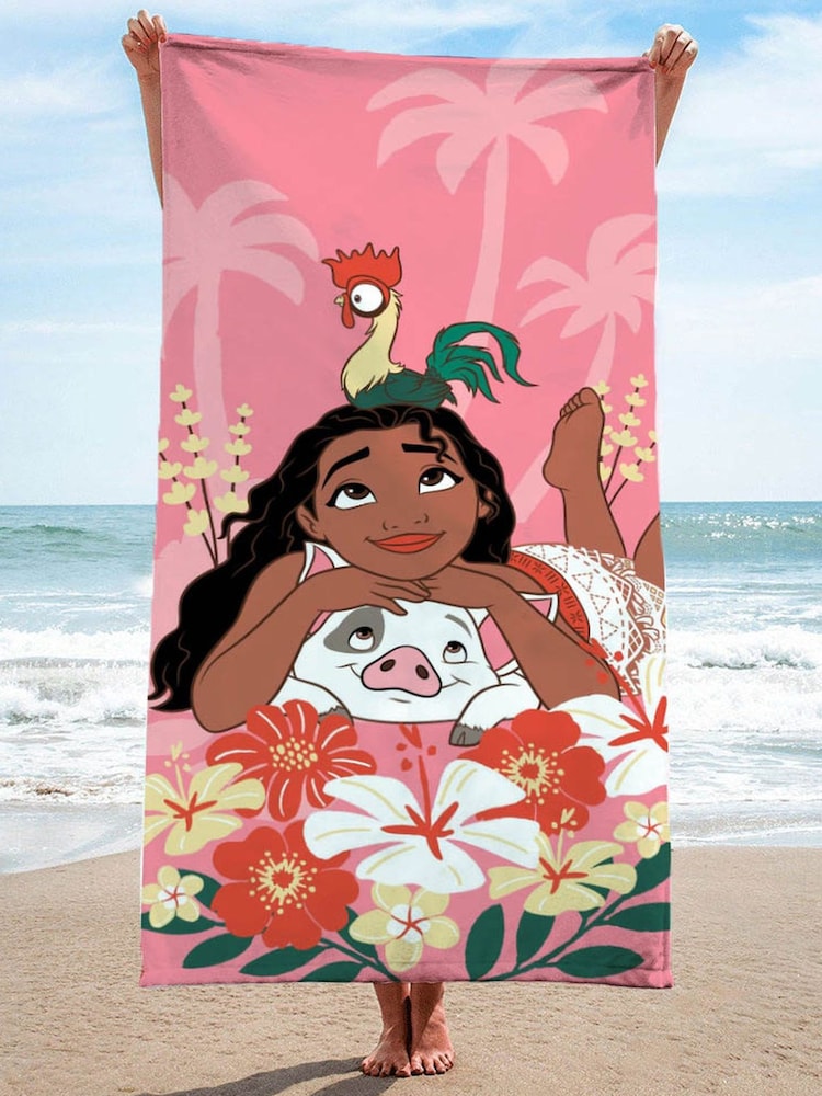 Disney Pink Moana Delightful Days Standard Beach Towel - Image 1 of 5 Disney Pink Moana Delightful Days Standard Beach Towel - Image 1 of 5