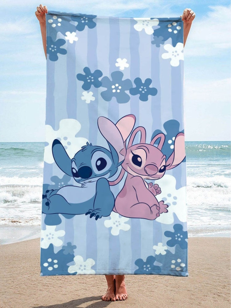 Disney Blue Lilo and Stitch Flower Refresh Standard Beach Towel - Image 1 of 5 Disney Blue Lilo and Stitch Flower Refresh Standard Beach Towel - Image 1 of 5
