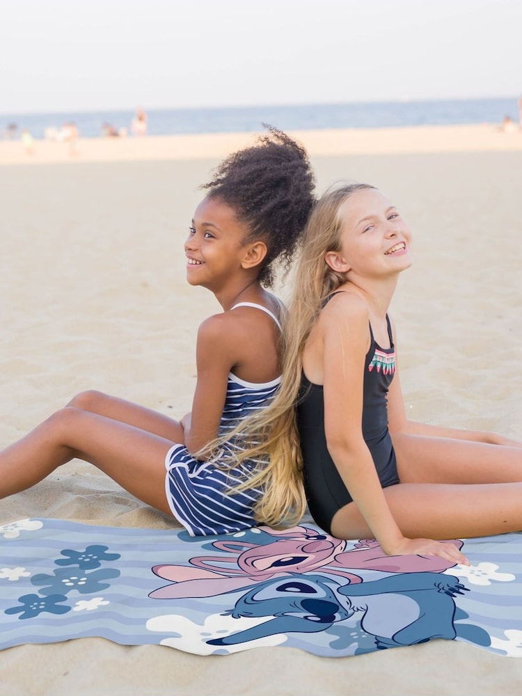 Disney Blue Lilo and Stitch Flower Refresh Standard Beach Towel - Image 2 of 5 Disney Blue Lilo and Stitch Flower Refresh Standard Beach Towel - Image 2 of 5