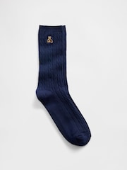 Gap Navy Brannan Bear Cable-Knit Crew Socks - Image 1 of 2