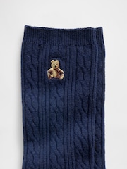 Gap Navy Brannan Bear Cable-Knit Crew Socks - Image 2 of 2