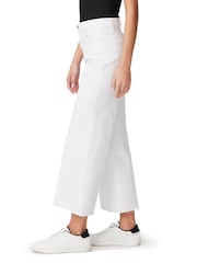Paige Anessa Raw Hem 27" Alto Waisted Cropped Wide Leg Crisp White Wash Jeans - Imagen 3 de 5