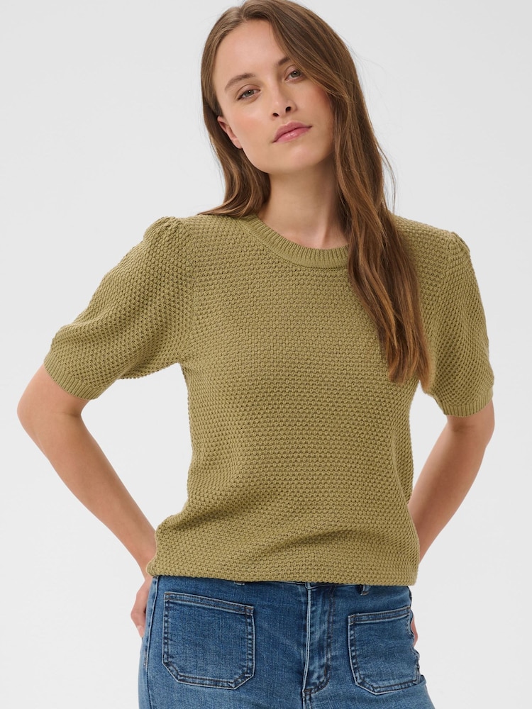Kaffe Green Vivian Short Sleeve Jumper - Image 1 of 5