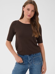 Kaffe Brown Lizza Boatneck Knit Jumper - Image 1 of 7