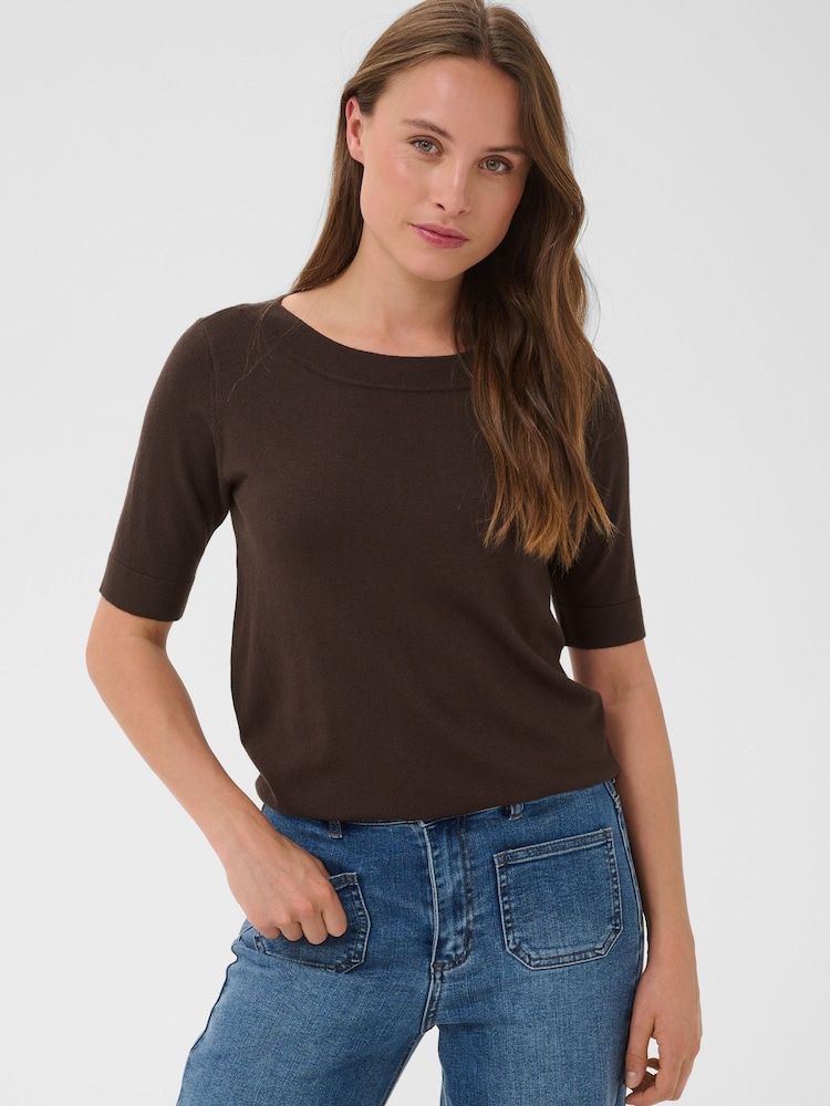 Kaffe Brown Lizza Boatneck Knit Jumper - Image 1 of 7