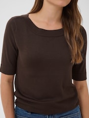 Kaffe Brown Lizza Boatneck Knit Jumper - Image 5 of 7