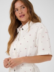 Kaffe White Flora Floral Denim Shirt Dress - Image 4 of 7