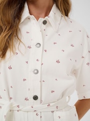 Kaffe White Flora Floral Denim Shirt Dress - Image 5 of 7