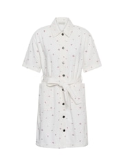 Kaffe White Flora Floral Denim Shirt Dress - Image 6 of 7