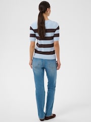 Kaffe Blue Lizza Short Sleeve Crew Neck Jumper - Image 2 of 7