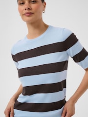 Kaffe Blue Lizza Short Sleeve Crew Neck Jumper - Image 4 of 7