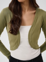 Kaffe Green KAastrid Long Sleeve Bolero Cardigans - Image 5 of 7