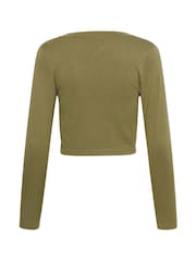 Kaffe Green KAastrid Long Sleeve Bolero Cardigans - Image 7 of 7